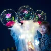 LED Ballon Lumineux Rose Bouquet Transparent Bulle Enchantée Rose avec Bâton LED Bobo Ball Saint Valentin Cadeau De Mariage Décor E121801