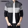 Coodrony Cashmere Wool Sweater Casat com revestimento de algodão com zíper de camisola de suéter de masculino inverno grossa cardigã quente H003 201221