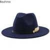 Chapéus de aba larga Casual cavalheiro elegante senhora inverno outono jazz taps homens homens lã vintage trilby felt fedora hat 2021 1