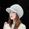 Berets Fur Hats Women Autumn Winter Knitted Warm Thick Ladies Beret Solid Bow Flat Sboy Caps Beret1