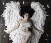 beautiful wedding Grand event decor Hight quality Luxurious Blush Pink Gray white Ostrich feather angel wings fairy items Birthday Party photo shooting props