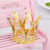 2st Gold Mini Crown Cake Topper för barn Födelsedagsdekor Rhinestone Crown Cake Ornament Wedding Party Topper A3511507954