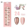 24 pièces superbes designs faux ongles ABS résine faux ongles ensemble manucure complète Art Tips9850354