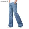 Dżinsy Mężczyźni Męskie Modis Duże Flared Jeans Boot Cut Leg Flared Luźne Fit High Paist Mężczyzna Designer Classic Blue Denim Jeans 20117