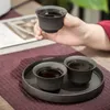 Tazza da tè antica in ceramica Ciotola per persona singola Tazza da tè vintage nera Tazza da tè piccola retrò