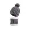 Children Knitted Hat Scarf Set Crochet Cashmere Winter Warm Kids Pompom Ball Beanie Thick Caps for Boys Girls