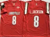 Maglia da uomo LAMAR JACKSON 7 HIGH SCHOOL Tigers FOOTBALL JERSEYS Stitched College Louisville 8 Jackson 5 Bridgewater Jersey Rosso Nero Bianco