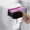 ウォールマウントトイレットペーパーホルダーロールホルダーラックバスルームティッシュボックス防水トイレットペーパー収納ボックスバスルームオーガナイザーT200425