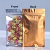 Wholesle Clear Front Matte Gold Aluminum Foil Ziplock Packaging Bag Flat Bottom Plastic Gold Foil Coffee Sugar Gifts Pack Pouch