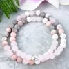 MG1092 Novo Design Mala Bead Bracelet Set por Mulheres Boho Double Wrap Bracelet Pink Rose Quartz Lava Bracelet Energia 6 milímetros frisada Camadas