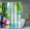 Custom Bamboo Shower Curtain Polyester Fabric Bath Curtain Waterproof With Hook For Bathroom