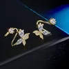 Stud Luxury 925 Sterling Silver Butterfly Quaron Mircon for Women المجوهرات Pendientes Oorbellen Boucle D'Oreille Gift1