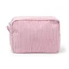 Klassisk rektangelrosa Pink Seersucker Cosmetic Bags GA Warehouse Navy Stripes Makeup Case Candy Serapes toalettartiklar Tillbehör Gift Domil106-059
