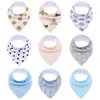 9pc/Lot Unisex Bandana Drool Bibs Cotton buckle kids Bibs Burp Cloths Waterproof Triangle Towel Newborn Cartoon Print Saliva Scarf GGA3800-2