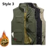 Épaissir polaire imperméable hiver gilet hommes multi poches printemps automne gilet photographe col mandarin veste sans manches 201120