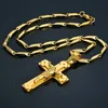 Nowa Gorąca Sprzedaż Naszyjnik dla Mężczyzn Złoty Kolor Naszyjnik Wisiorek Mężczyźni Kobiety Biżuteria Ze Stali Nierdzewnej Łańcuch Katolicki Jezus Krucyfiksy