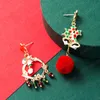 Nuovi orecchini pendenti a campana di Natale per donna Orecchini pendenti irregolari con palla di capelli in cristallo vintage Regalo di Natale per ragazza