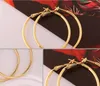 Enkel stil Smidig Stor Hoop Örhängen 18k Gul Guld Fylld Fashion Womens Circle Örhängen 40mm