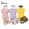 Imcute Newborn Girl Clothes Infant Baby Girl Set Solid Body + Flower Pants + Headwear Baby Girl Outfits 0- Abbigliamento per bambini LJ201221