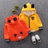 Cartoon Bear Baby Boys Jacket Kids Winter Thick Velvet Warm Cotton Hoodies Coat Children Casual Outerwear Infant Clothing 201104