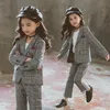 Genç Kızlar Giyim Seti Sonbahar Ekose Suit Kızlar Ceketler Için Pantolon Okul Eşofman Kız Giyim Çocuk Giysileri 8 10 Yıl LJ200916