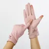 Five Fingers Gloves Summer Short Fingerless Anti Skid Cycling Sunscreen Glove Women Cotton Dot Bow Thin Breathable UV Touch Screen Driving M