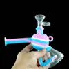 Tubulação de mão com tigela de vidro fumar tubo tabaco bong portátil hookah resistente ao calor colher de silicone de óleo