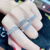 2021 Nowy Top Sprzedaj Luxury Biżuteria 925 Sterling Silver Princess Cut White Topaz CZ Diamentowe Kamienie Gemstones Wieczność Kobiety Ślub Band Prezent Prezent