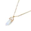 Fashion Hexagonal Column Quartz Necklaces Pendants Gold Chain Natural Stone Crystal Pendant Necklace For Women Jewelry