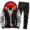 Homens Tracksuit Winter Roupas 2 PCs Set Hoodies and Calças Set Homem Fur Lined Ginásio Quente Roupas Jogging Terno Homens Sweatsuit Winter1