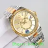 3 kleuren Top Mannen horloge polshorloges 326933 42mm goud staal twee tonen eta cal.9100 beweging GMT maand kalender werk luminescente automatische mechanische herenhorloges