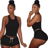 Designer Women Tracksuits 2 Piece Short Pants Set Sleeveless Shorts Bodycon Lady Vest Summer Clothes Casual Jogger Suit