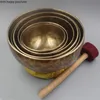 Nepal El Yapımı Pirinç Tibet Kasesi Ritüel 4 Anahtar Müzik Terapisi Bakır Chime Tibet Singing Bowlinclud Sticks ve Mats Y200104