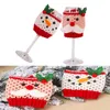 1Set Christmas Ving Glass Cover Set Wool Santa Claus Snowman Bottle Table Decorations For Home Dinner Party Y201020