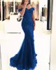 Stunning Off Shoulder Applique Tight Sheath Hips Mermaid Silhouette Peacock Green Formal Evening Dress Runway Dress Pageant Gown