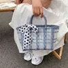 ショッピングバッグ夏の高品質女性シルクスカーフ装飾バケットバッグ女性ビーチホリデーハンドバッグ220310