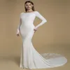 Sexy Backless Mermaid Wedding Dresses With Appliqued Lace Bridal Gown Chic Jewel Long Sleeves Vestidos De Novia Custom Made Cheap