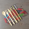 Camp School Chopsticks student bestick bekvämt halm bärbar porslin 7 stycke set bambu gaffel utomhus varm försäljning 6 9ym f2