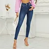 ZHISILAO Mode Skinny Jeans pour Femmes Rétro Stretch Lavé Taille Haute Élastique Crayon Mince Denim Pantalon Plus La Taille 220310