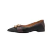 Chanellies Single Chandal Channel Shoe métal de haute qualité boucle de boucle brune chaussures noires femme mary jane chaussure authentique cuir dame plates