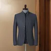 Schinteon Uomo Autunno Blazer Giacca Colletto alla coreana Slim Fit Outwear Smart Casual Abito tunica cinese di alta qualità 220310