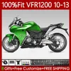 Carénages d'injection pour HONDA VFR1200F Crosstourer VFR 1200 RR CC F X VFR1200 10 11 12 13 76No.66 VFR1200RR VFR-1200 2010 2011 2012 2013 VFR1200X Corps vert brillant 10-13