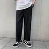 Pants Men Black Ankle-length Simple Summer Baggy 2XL All-match Daily Retro Korean Style Teens Harajuku Streetwear Wide Leg Pant