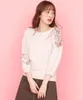 Automne et hiver Japonais All-Match Perspective Broderie Net Fil Fleur Pull Pull Pull Femme 201203