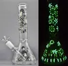 10 5inch glass beaker bong Glow In The Dark glass bongs ice catcher thicknes dab oil rig for smoking with oil burner pipe and bang8700409
