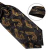 Bow Ties Mens Vintage Luxury Gold Black Paisley Silk Necktie Cravat Ascot Scrunch Self Tie Pocket Square set Party Dibangu1