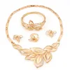 Nuevo conjunto de joyería de cuentas africanas, Color dorado, cristal austriaco transparente, collar de boda para mujer, pulsera, pendiente, anillo 201222254e