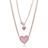 2021 Valentijnsdag Roze Swirl Hart Collier Ketting Hanger 925 Sterling Zilveren Sieraden Ketting Voor Vrouw Elegante Mode AA220304