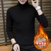 Streetwear da marca Mens Turtleneck camisolas mornas Turtle Neck manga comprida trançado Vintage malha Slim Fit Pullover Homens Top Jumpers