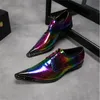 Italy Fashion Multicolor Real Leather Men Oxfords Office shoes Serpentine Wedding groom shoes Dress Business Men Shoes